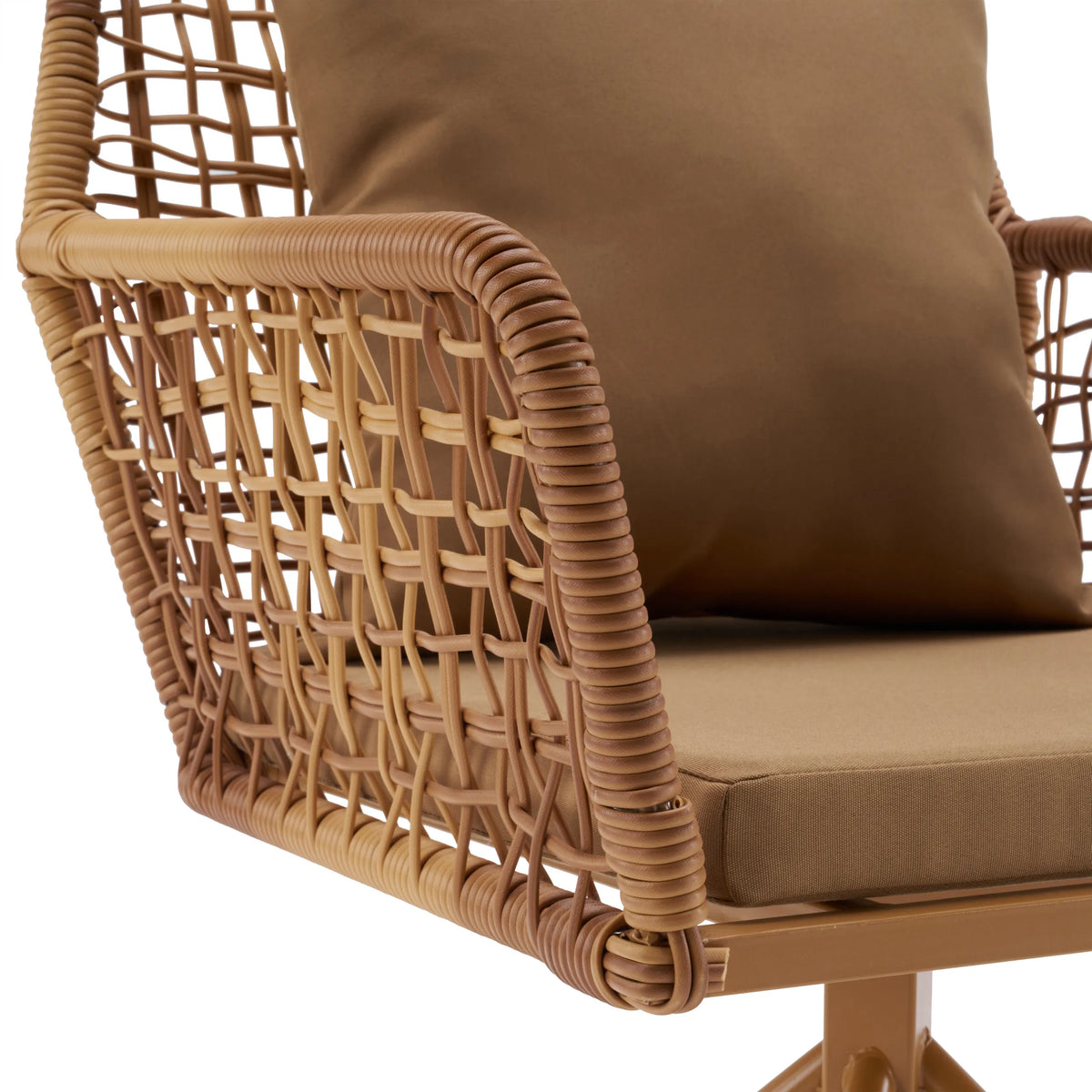 Braided armrest and brown upholstery of the Tavaro Korvik upholstered chair by hjh LIVING