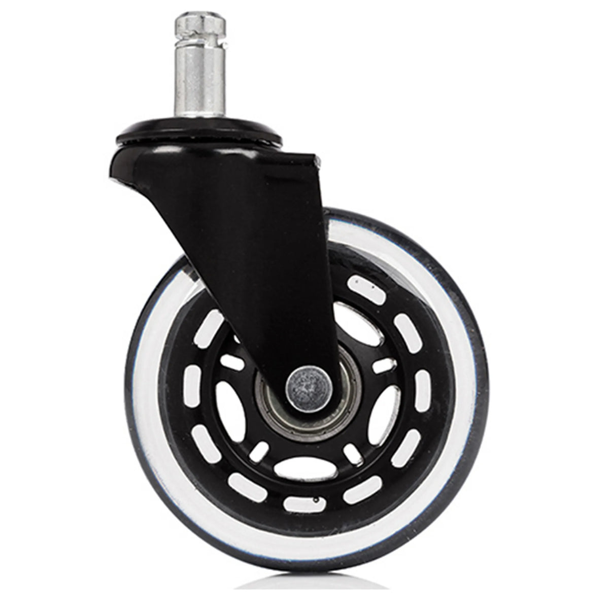 Black transparent castors 5x ROLO SKATE ST 11mm/75mm for hard floors with metal pin by hjh OFFICE