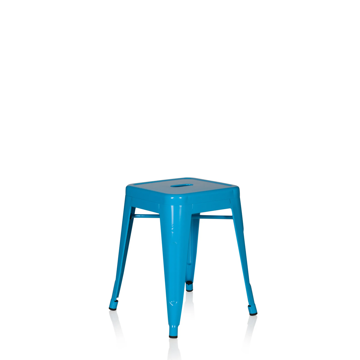 Light blue Bistro stool VANTAGGIO with square seat and struts by hjh OFFICE – 360-degree view (front three-quarter view 40°)