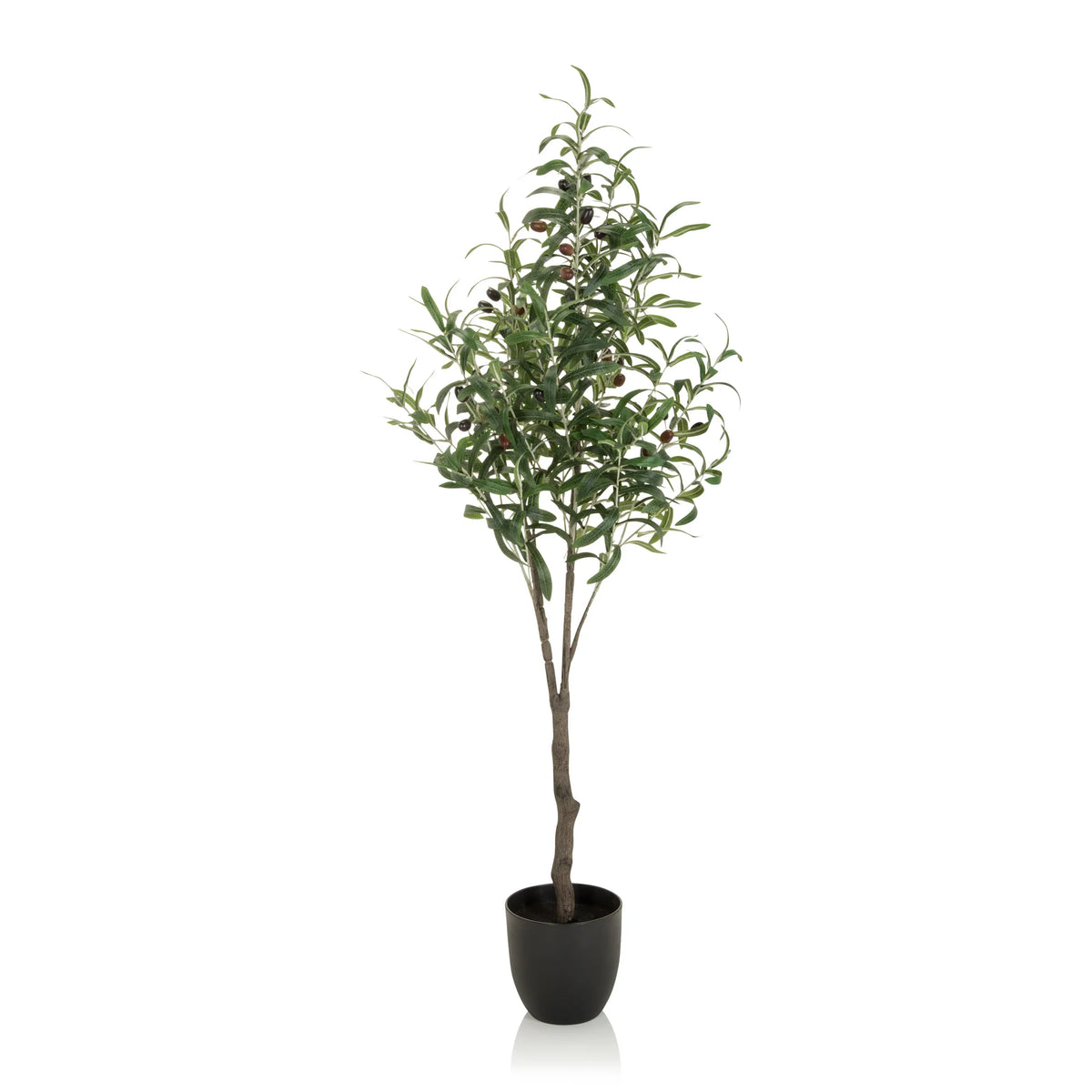 Green Artificial plant OLIVE as an olive tree in a black plant pot by hjh OFFICE – 360-degree view (front view 0°)