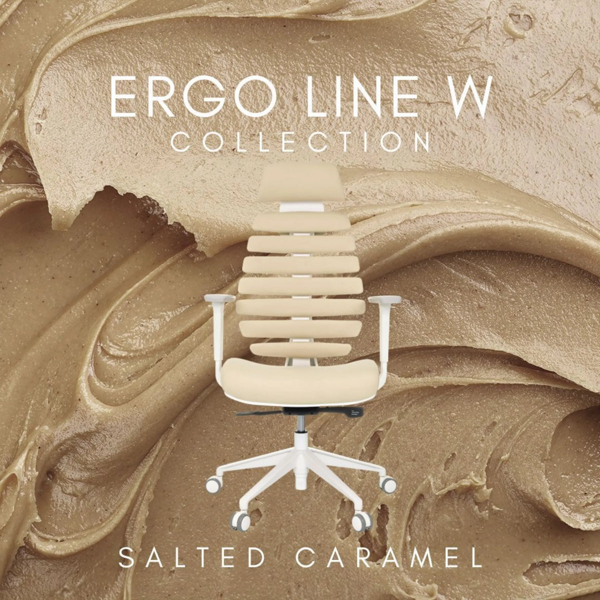 Professional Office Chair ERGO LINE W in Salted Caramel with white frame and castors by hjh OFFICE