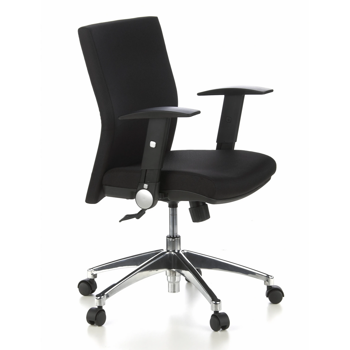 Black Professional Office Chair LAGUNA PRO with armrests and a five-caster base by hjh OFFICE – 360-degree view (front three-quarter view 60°)