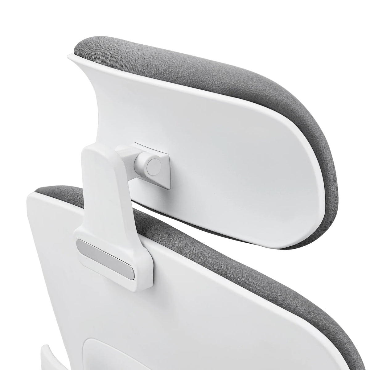 Adjustable headrest with grey fabric cover and white frame of the Professional Office Chair Ergomy WF 2 by hjh OFFICE