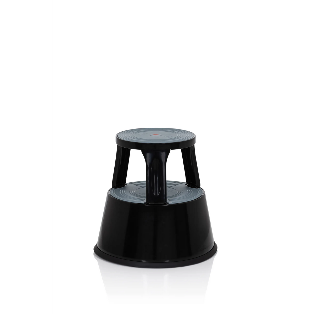 Black Step stool TIO-M II with two steps and non-slip surfaces by hjh OFFICE – 360-degree view (front three-quarter view 60°)
