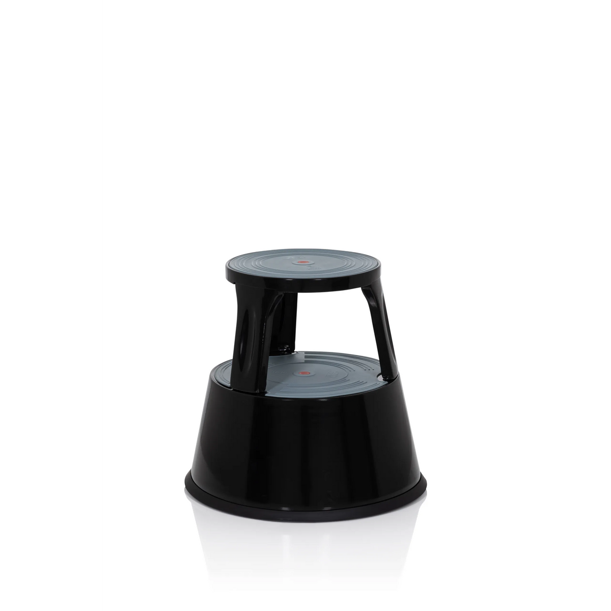 Black Step stool TIO-M II with two steps and non-slip surfaces by hjh OFFICE – 360-degree view (front view 20°)