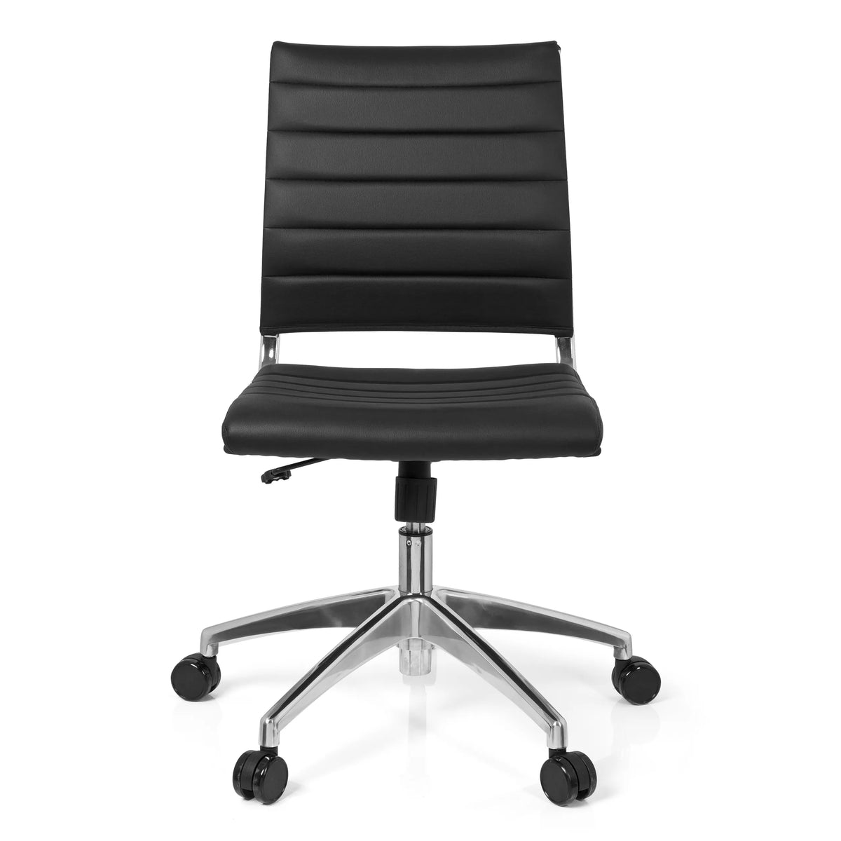 Black Professional Office Chair TRISHA with quilted upholstery and five-caster base by hjh OFFICE – 360-degree view (front view 0°)