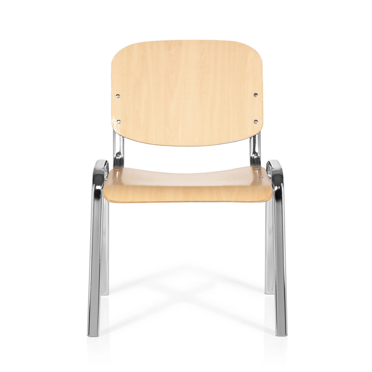 Four-legged chair XT 600 C H in beech with chrome frame by hjh OFFICE – 360-degree view (front view 0°)