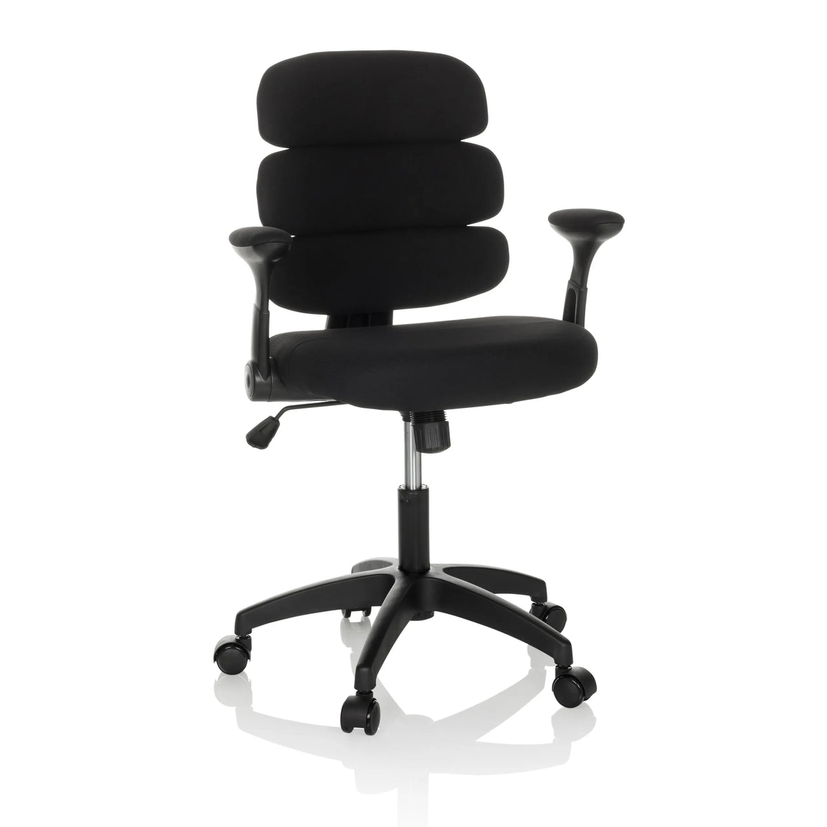 Black Swivel Chair – Children KID ERGOLINO B with padded backrest and five-caster base by hjh OFFICE – 360-degree view (front view 15°)