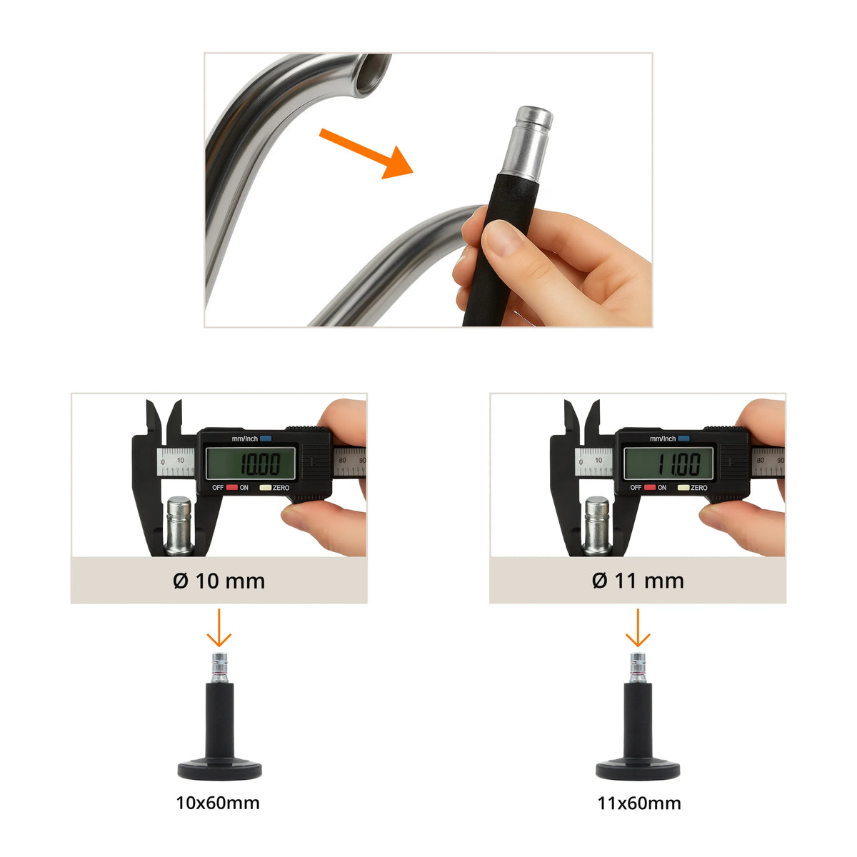 Measuring guide for STATO-M chair glides in sizes 10 mm and 11 mm by hjh OFFICE