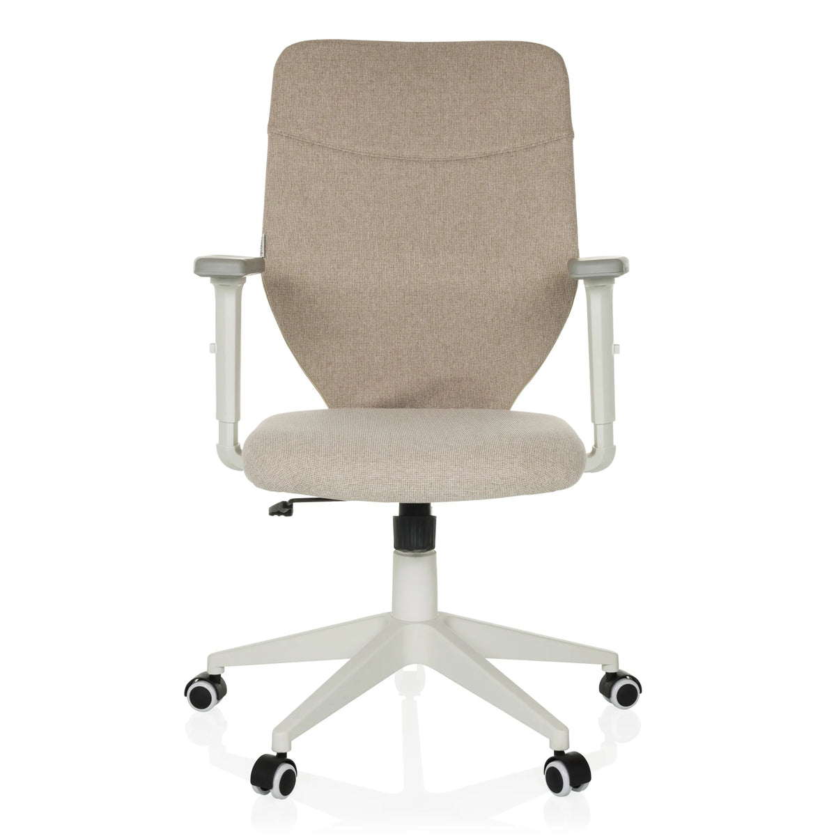 Beiger Homeoffice-Bürostuhl COSIO II mit Armlehnen und Fußkreuz mit fünf Rollen von hjh OFFICE – 360-Grad-Ansicht (Frontansicht 0°)