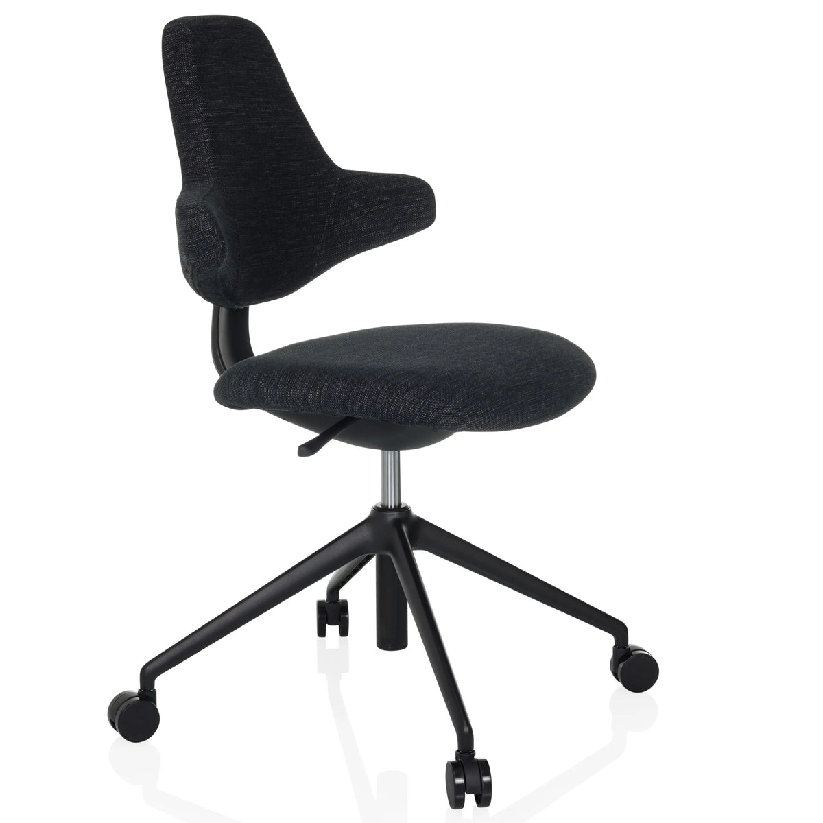 Black Professional Office Chair PALIANO with padding and five-caster base by hjh OFFICE – 360-degree view (front three-quarter view 45°)