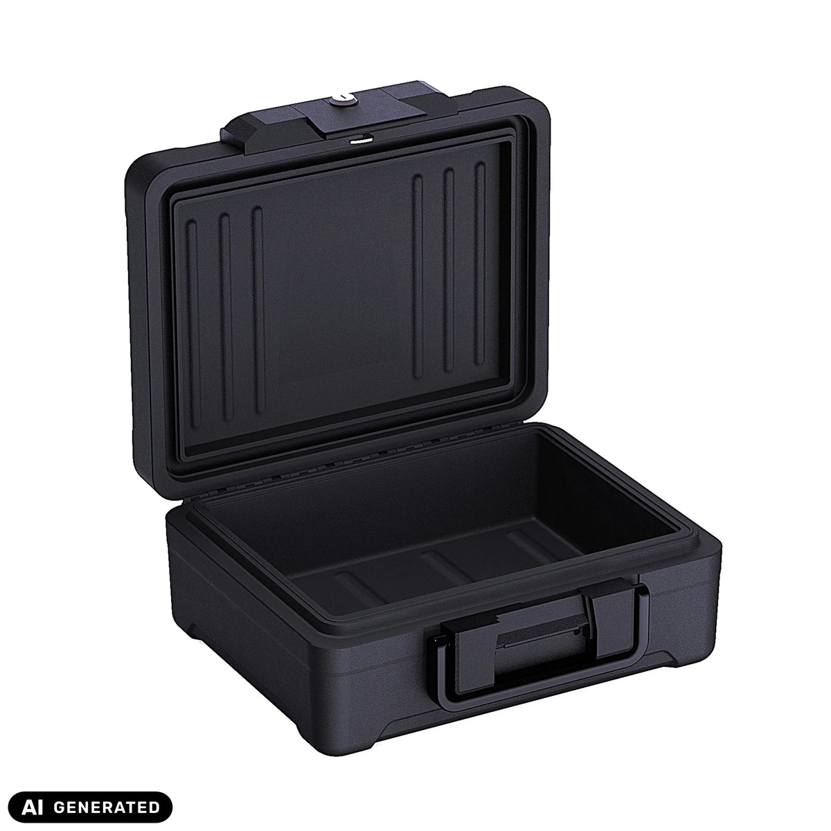 Open Safe Compact Slim safe in black with carrying handle by hjh OFFICE (AI-generated image)