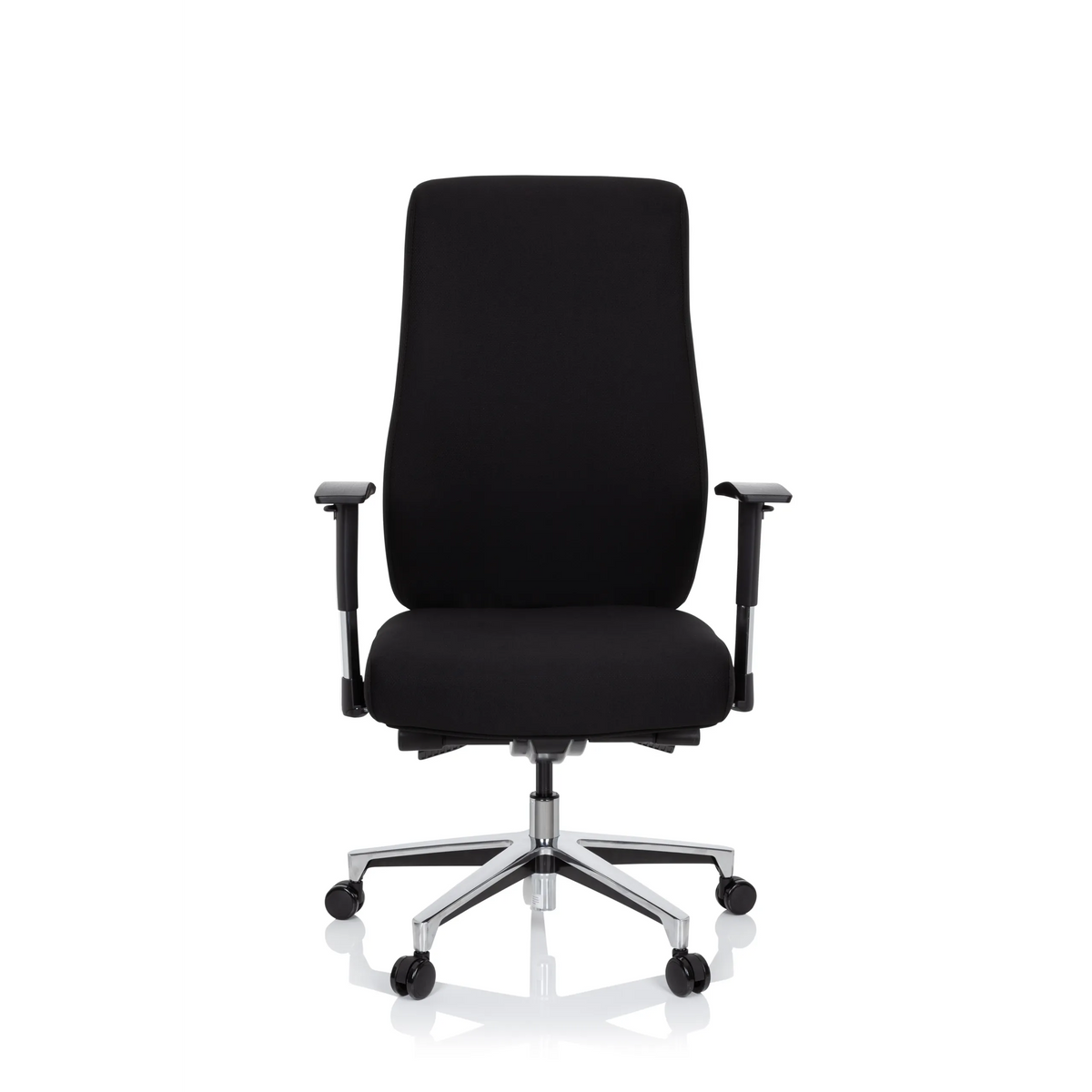 Black Professional Office Chair FORCOM with armrests and five-caster base by hjh OFFICE – 360-degree view (front view 0°)