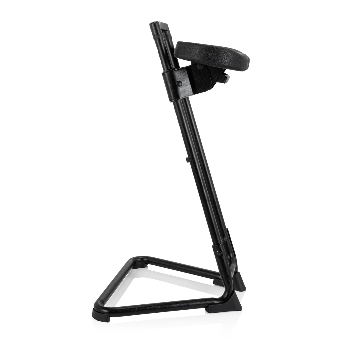 Black standing aid TOP WORK 32 with padded seat and U-shaped base by hjh OFFICE – 360-degree view (side profile 80°)
