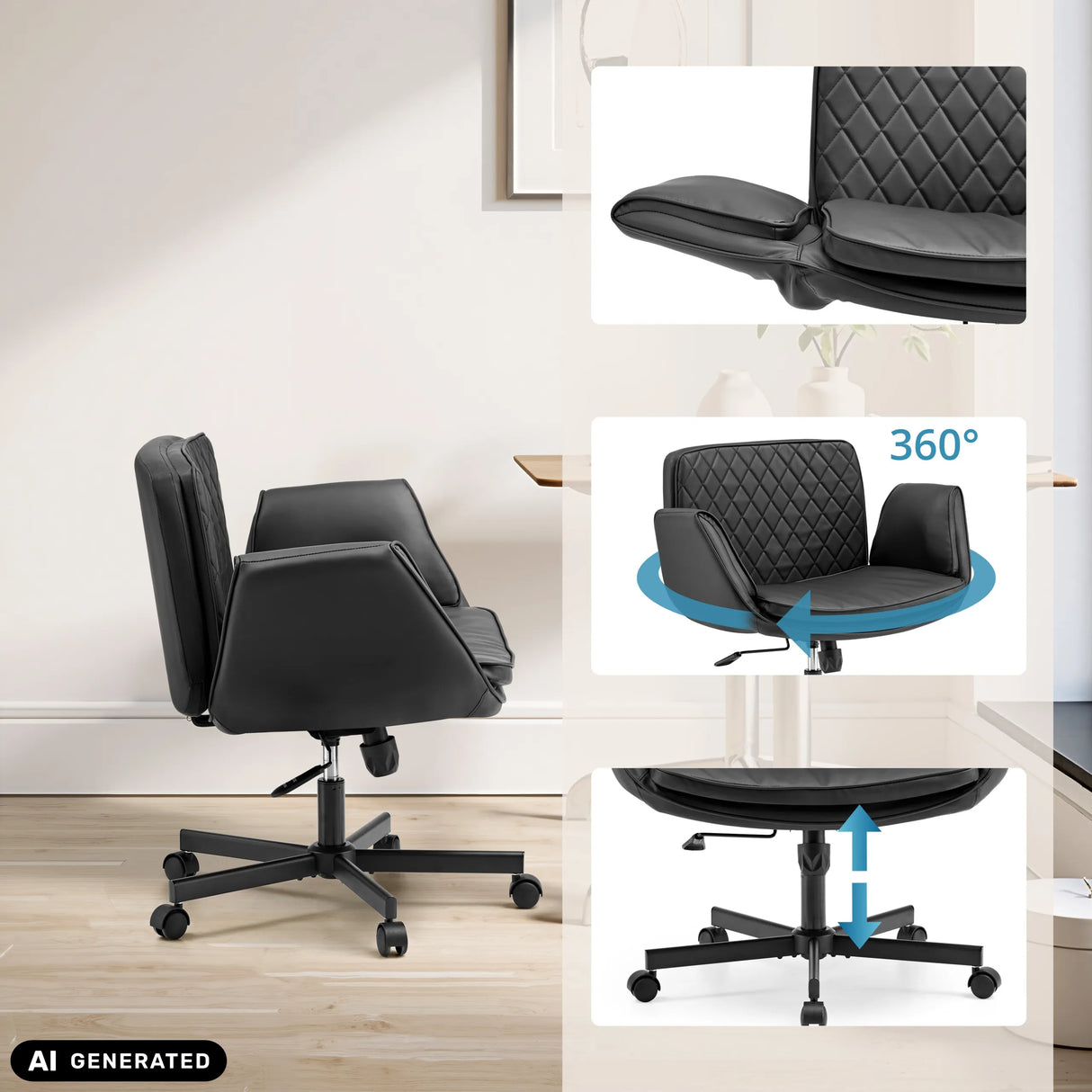 Black Criss-Cross 10 Home Office Chair with 360-degree swivel and height adjustment by hjh LIVING (AI-generated image)