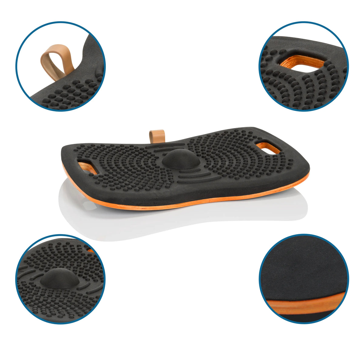Black and orange Balance board ACTIV with nub structure and carrying handle by hjh OFFICE