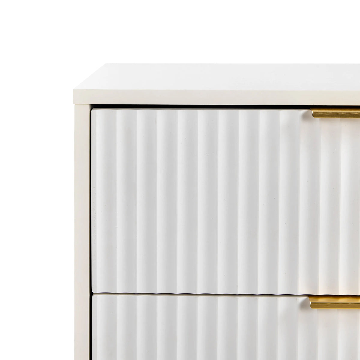 Fluted front with gold handle of the Hjelle K chest of drawers in white by hjh LIVING
