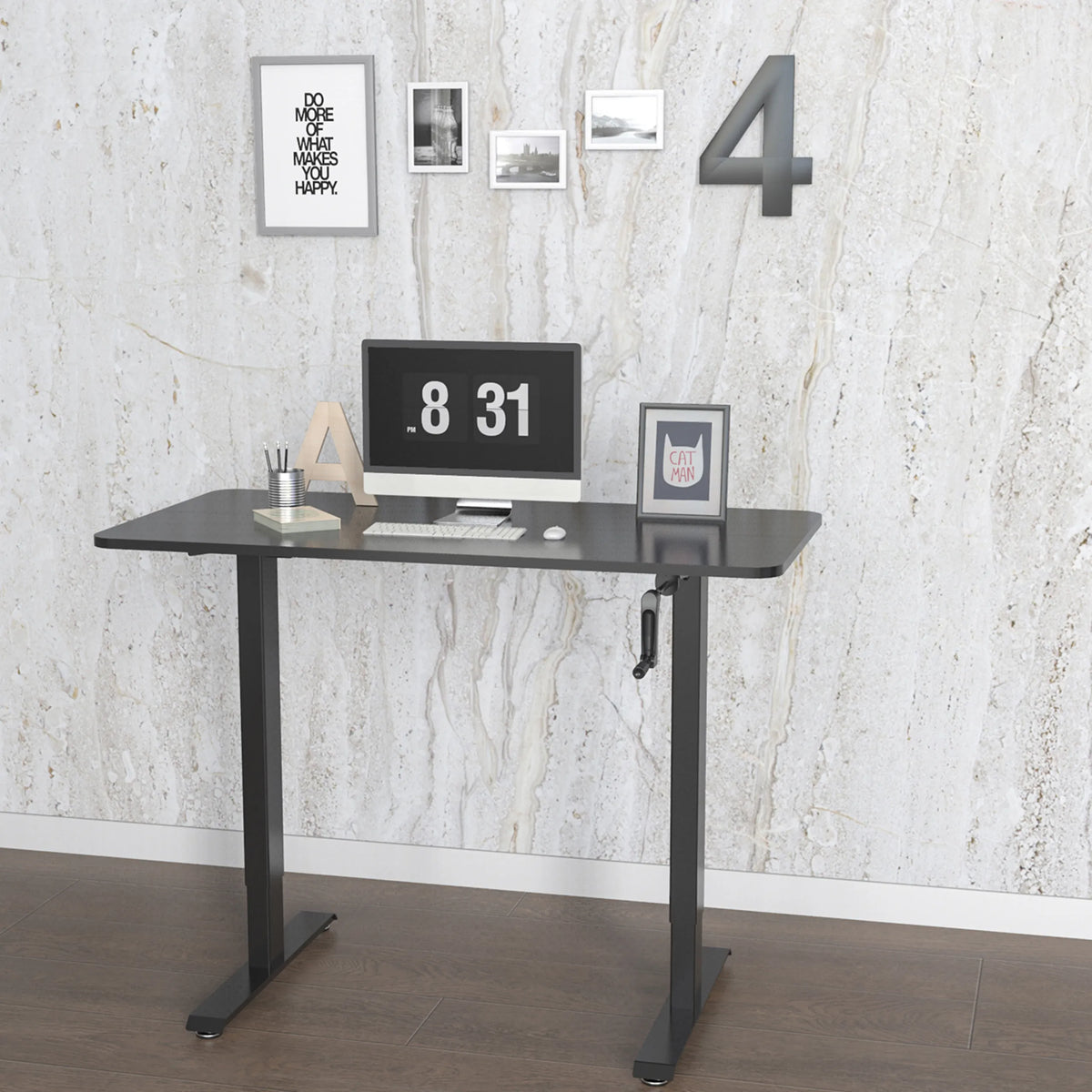Black standing desk STAND CR with crank mechanism on the right side by hjh OFFICE