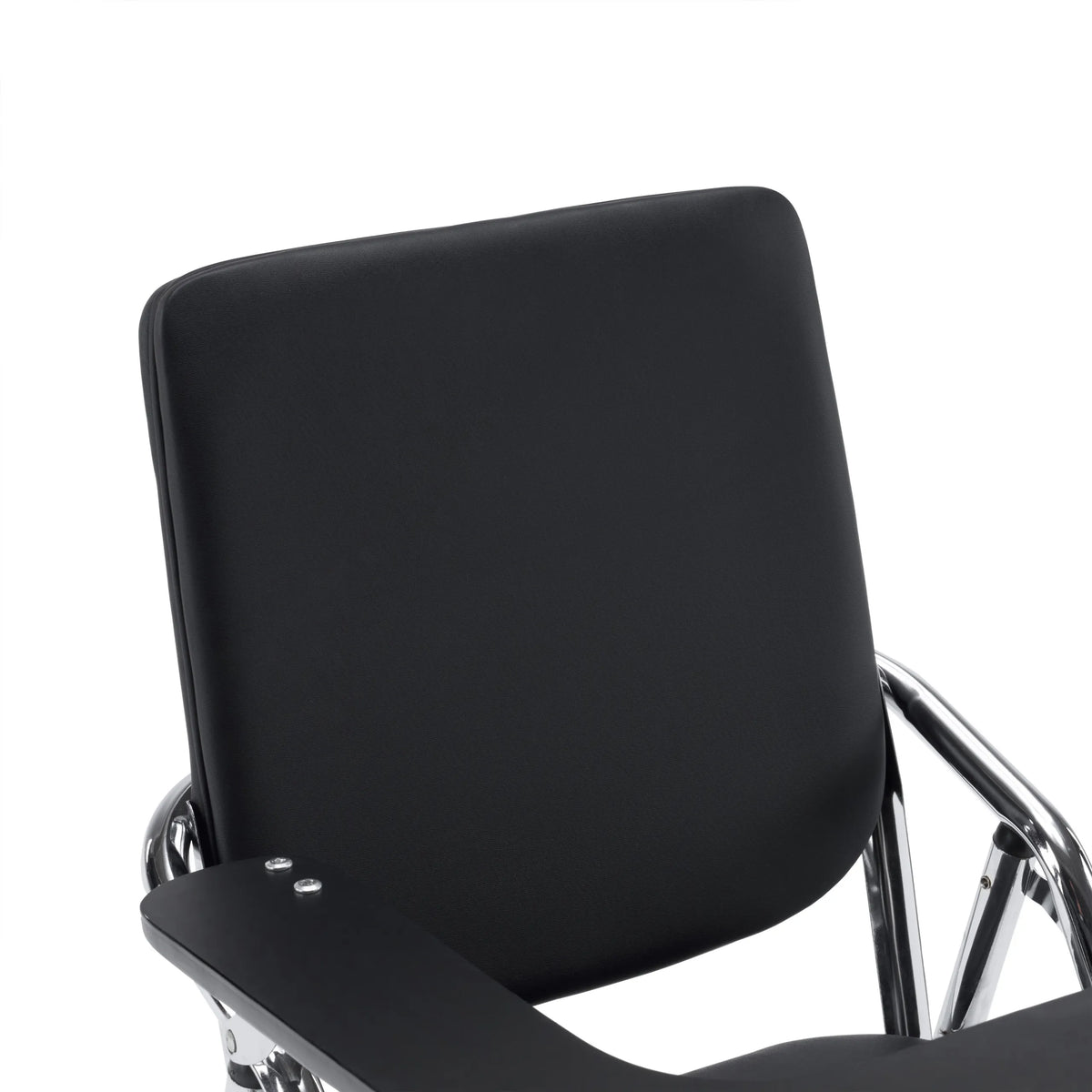 Black backrest and armrest of the Esto T folding chair with chrome frame by hjh OFFICE