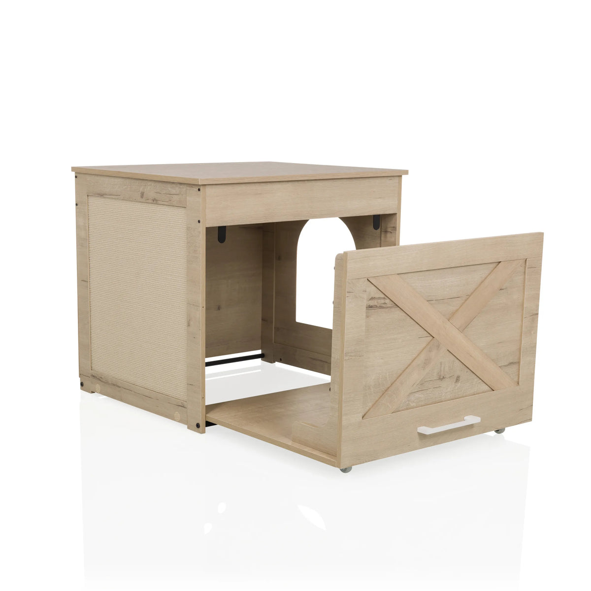 Cat house KITTY PAWBOX 1 in oak look with open front flap and integrated lying area by hjh LIVING