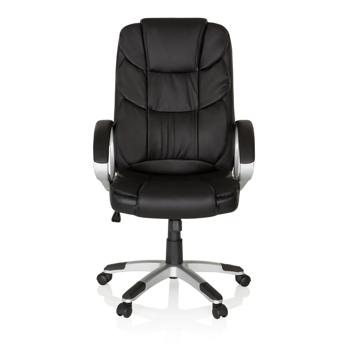 Black Home Office Executive Chair RELAX BY155 with armrests and five-caster base by MyBuero – 360-degree view (front view 0°)