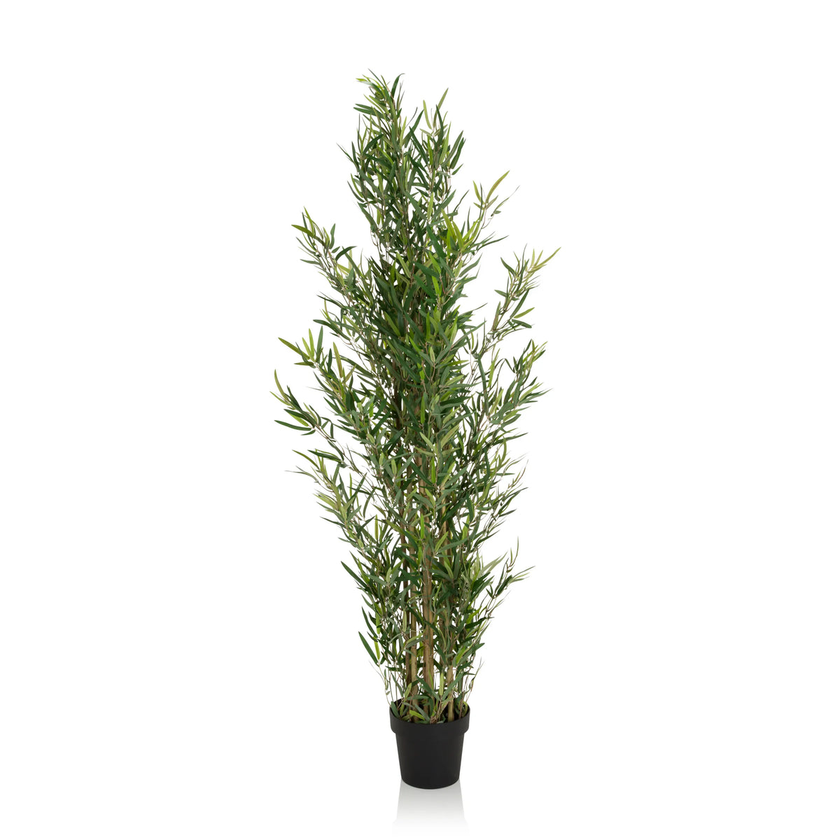 Green artificial plant BAMBUS in a black pot by hjh OFFICE – 360-degree view (front view 0°)