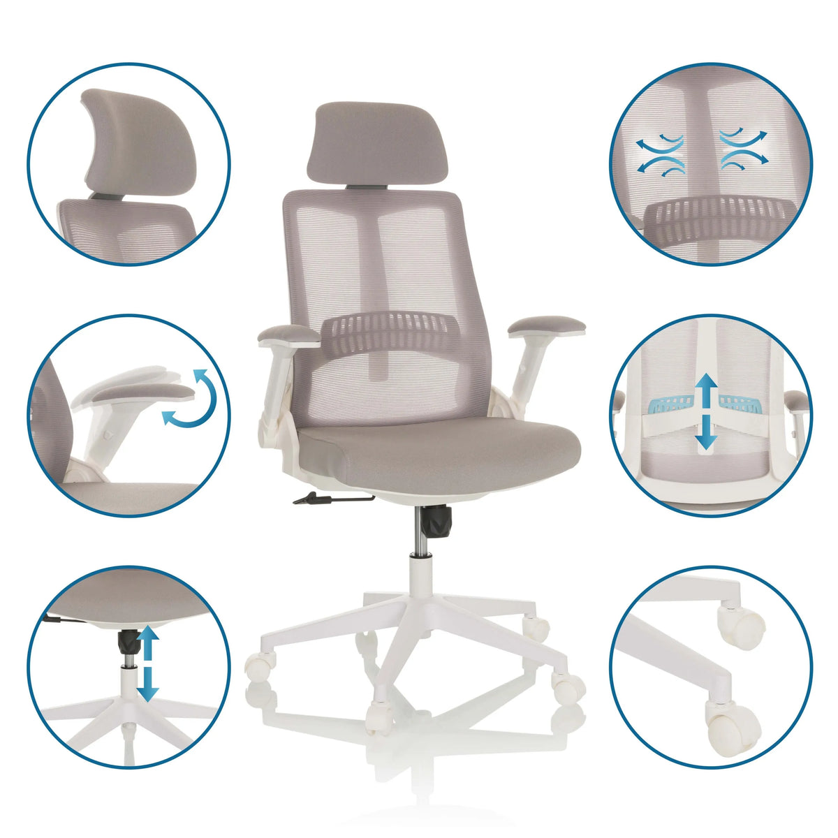 Home Office Chair VENDO W in grey with various adjustment options by hjh OFFICE