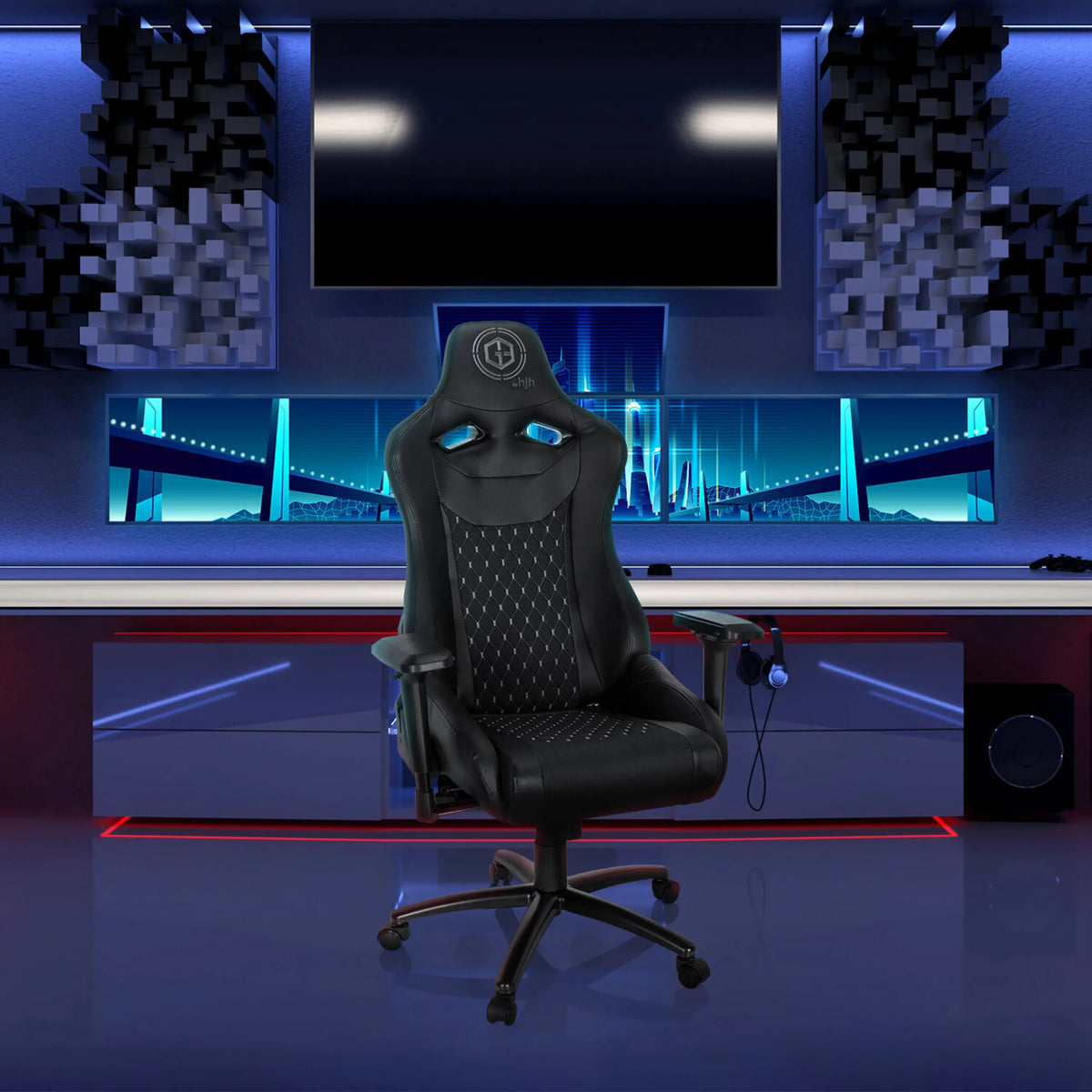 Black Gaming chair GAMEBREAKER SX 04 with quilted seam design and adjustable armrests by hjh OFFICE