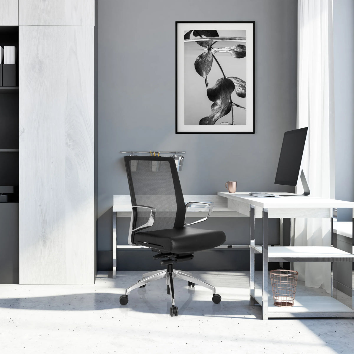 Black Professional Office Chair PROVIDER NET with mesh backrest and armrests by hjh OFFICE