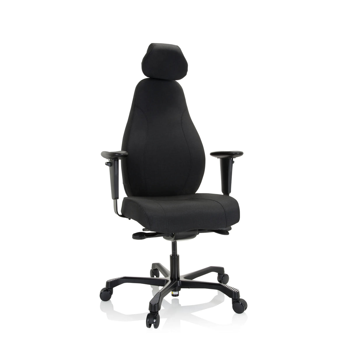Black Professional Executive Chair RESISTIO XXL with headrest and five-caster base by hjh OFFICE – 360-degree view (front view 20°)