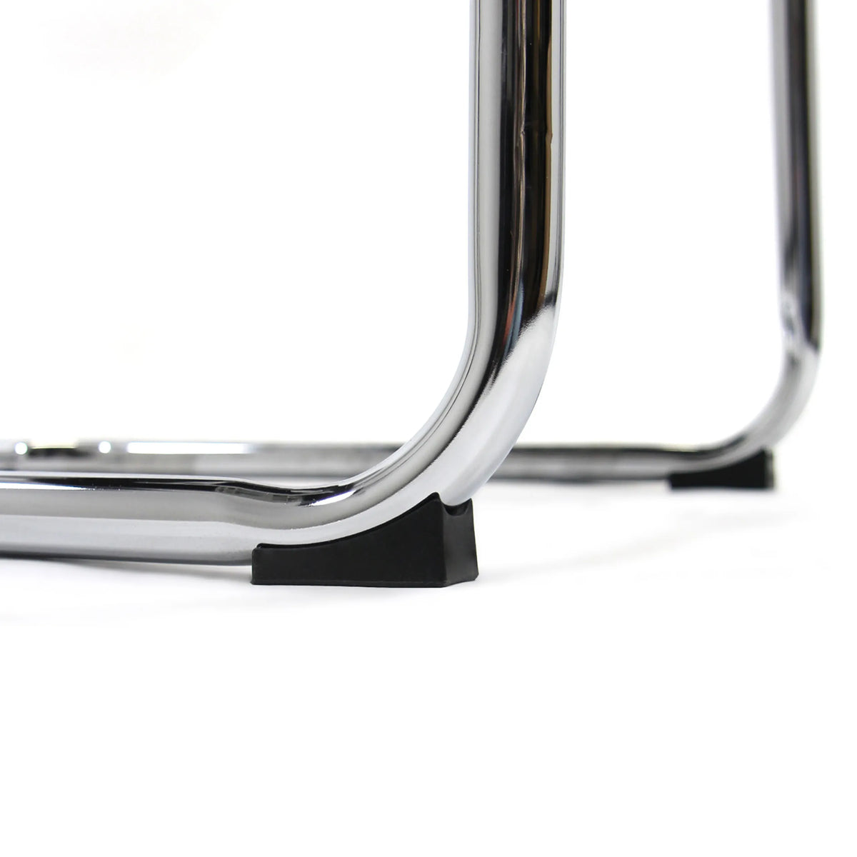 Black floor glider on the chrome frame of the Cantilever chair BRETON V W by hjh OFFICE