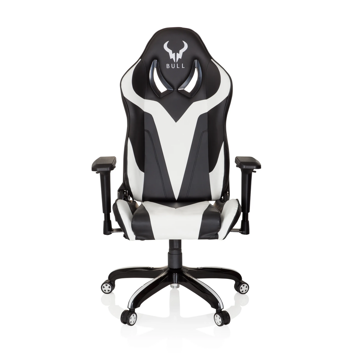 Black and white Gaming chair PROMOTER I with armrests and a five-caster base by hjh OFFICE – 360-degree view (front view 0°)
