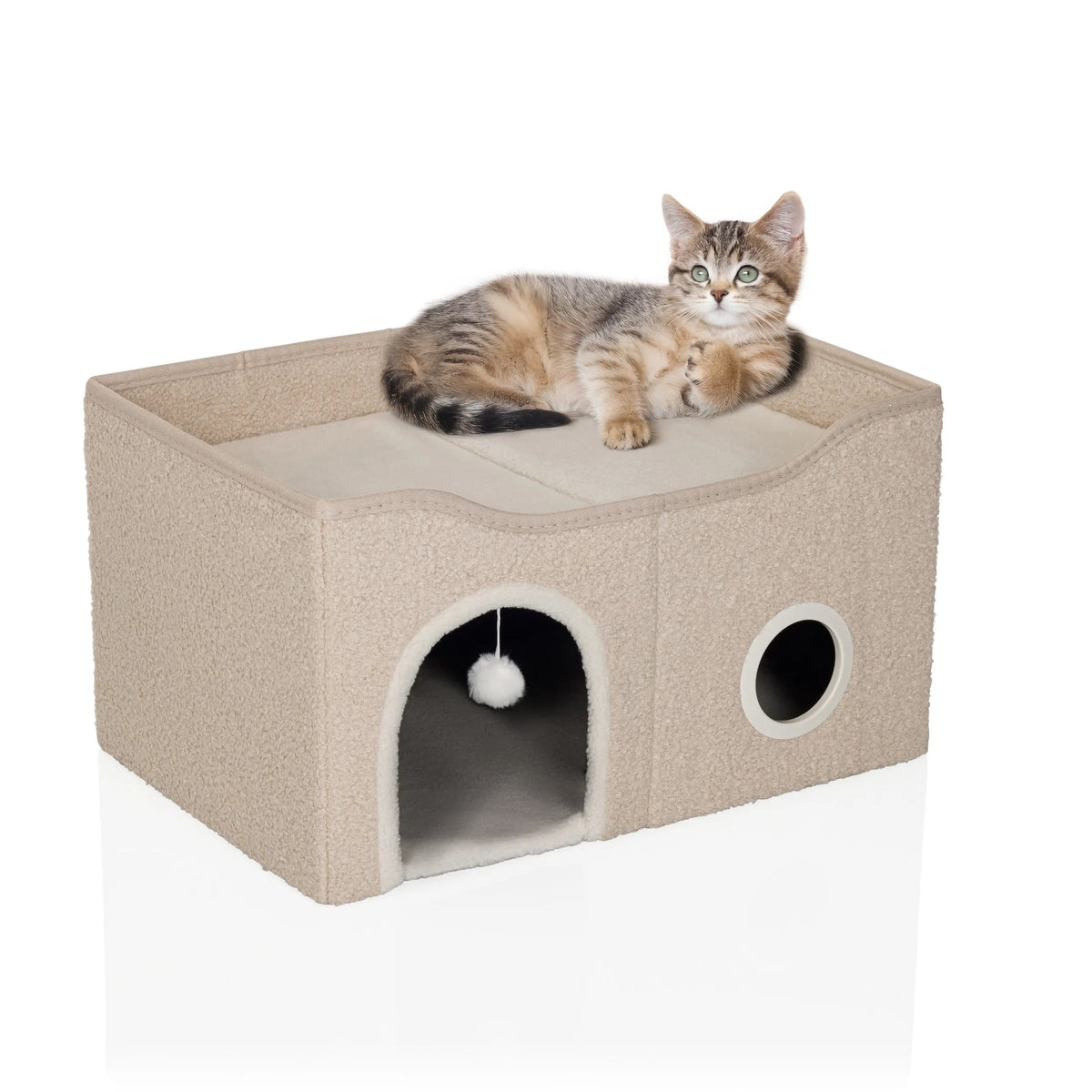 Beige Cat cave PAWY EB with play balls and lying surface for one cat by hjh LIVING