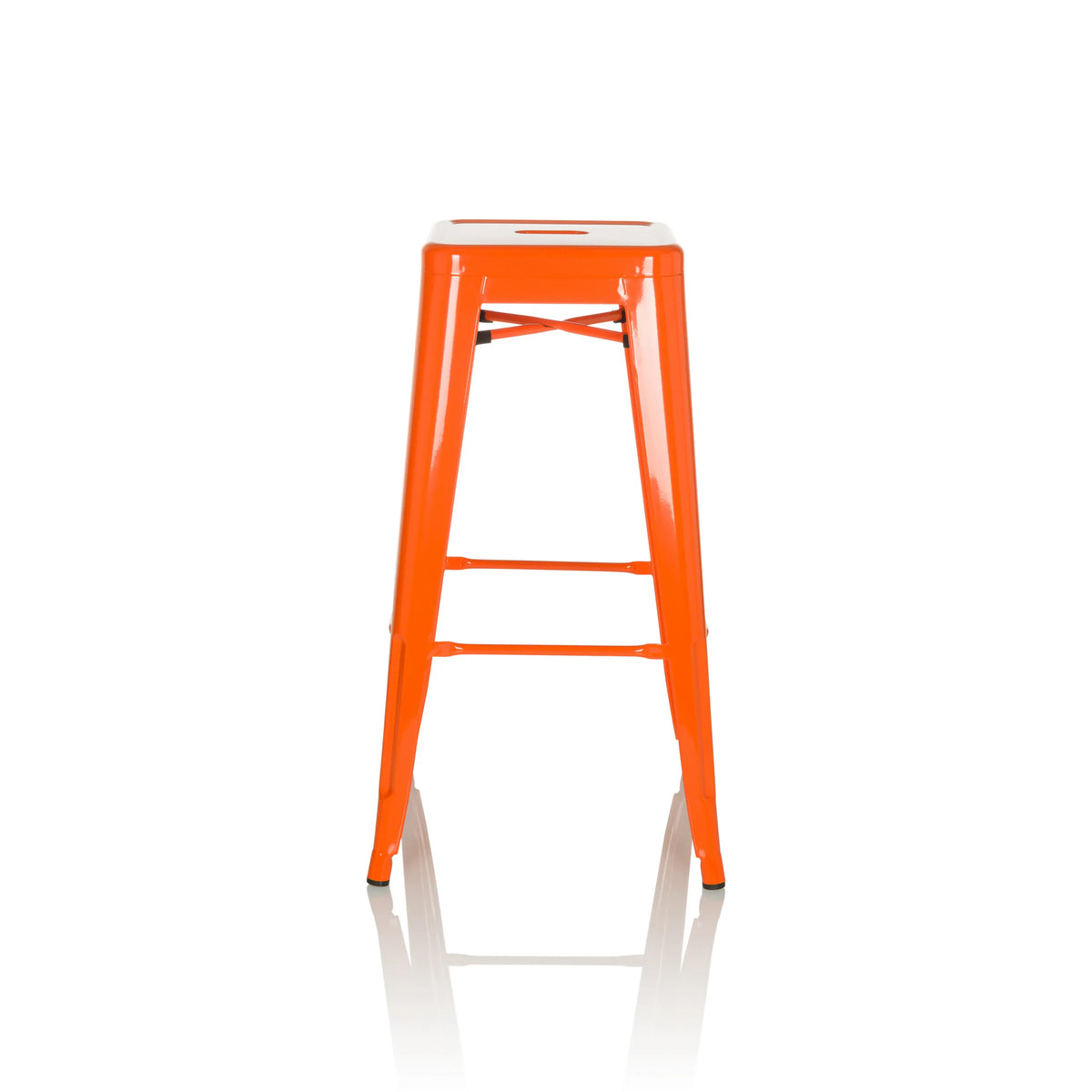 Orange Bar stool VANTAGGIO HIGH with four legs and integrated footrests by hjh OFFICE – 360-degree view (front view 0°)