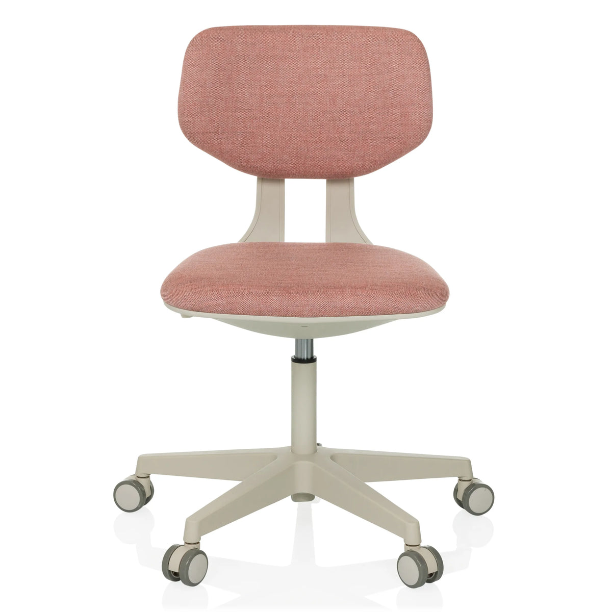 Pink Swivel Chair – Children KID CLASSIC with padded seat and five-caster base by hjh OFFICE – 360-degree view (front view 0°)