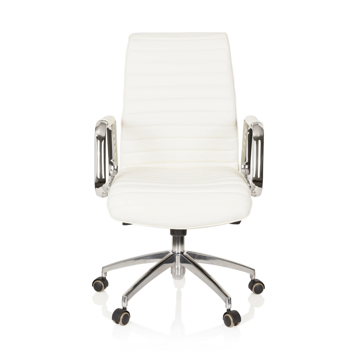 Cream white Professional Executive Chair ASPERA 10 with armrests and five-caster base by hjh OFFICE – 360-degree view (front view 0°)