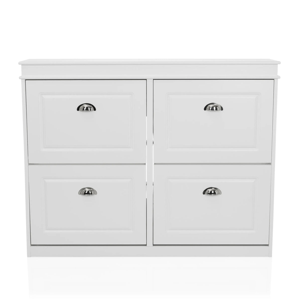 White Shoe Cabinet ESTHA 4 with four drawers and silver-coloured handles by hjh LIVING