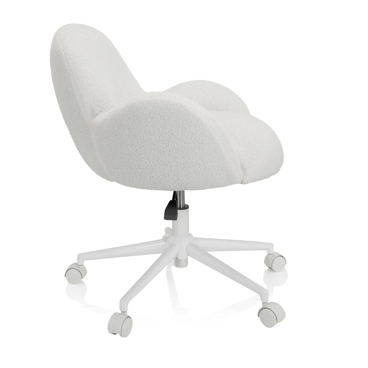 White Swivel Chair – Children KID TEDDY I with textured upholstery and five-caster base by hjh OFFICE – 360-degree view (side profile 80°)