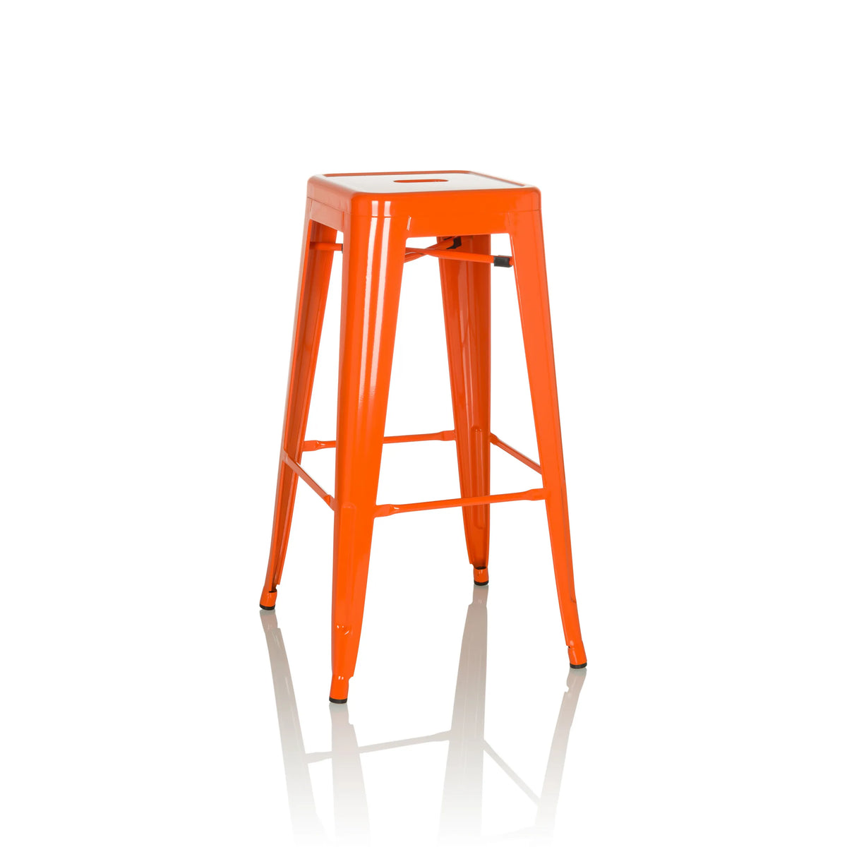 Orange Bar stool VANTAGGIO HIGH with four legs and integrated footrests by hjh OFFICE – 360-degree view (front view 15°)