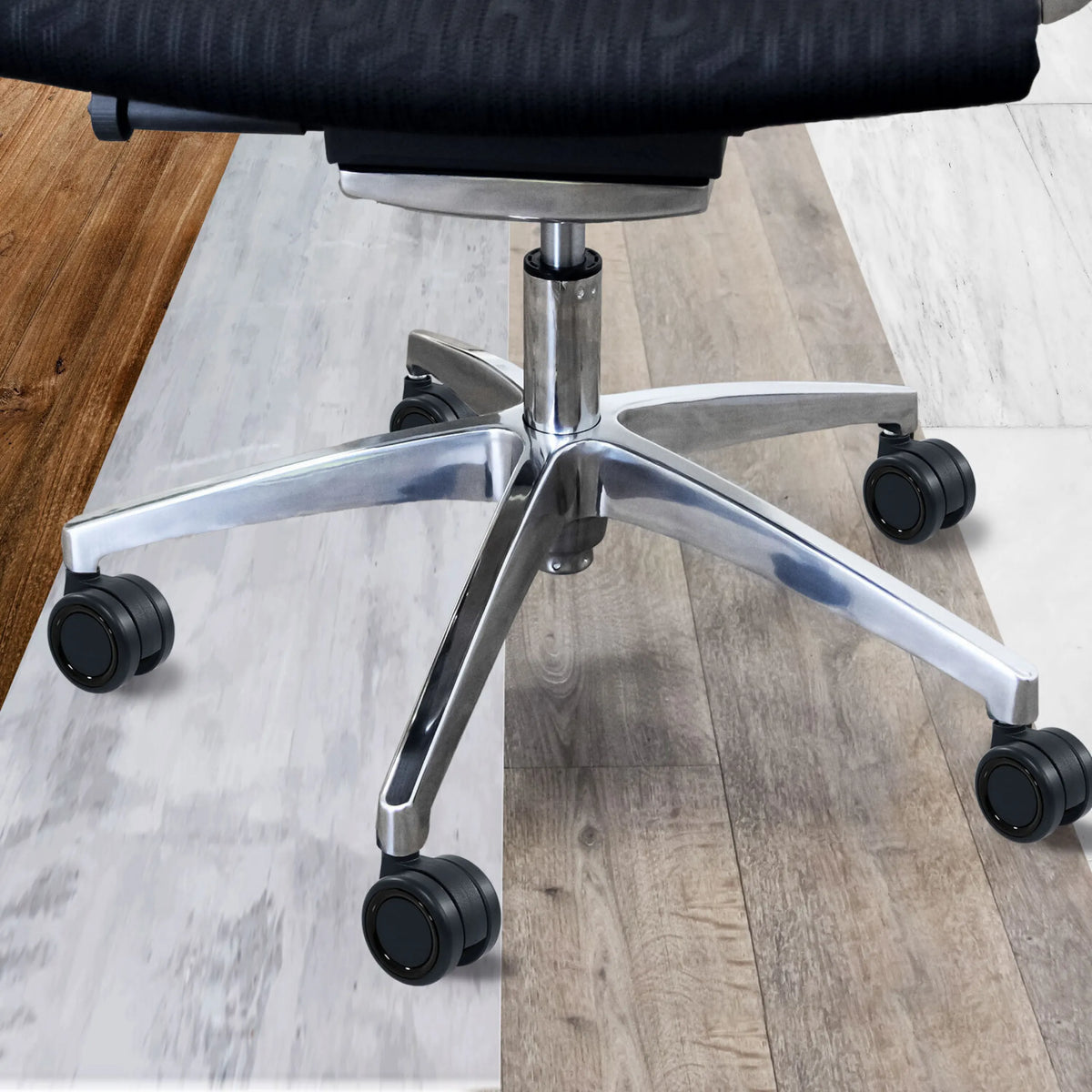 Five-star base with black castors 5x ROLO COLOR 60 11mm/60mm for hard floors by hjh OFFICE