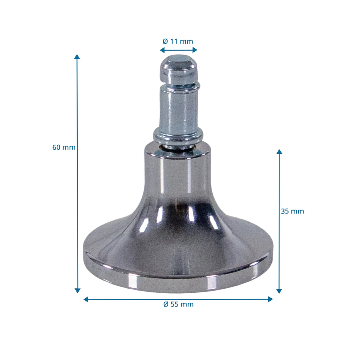 Dimensional view of the Chair glide STAND C with a height of 60 mm and a diameter of 55 mm by hjh OFFICE