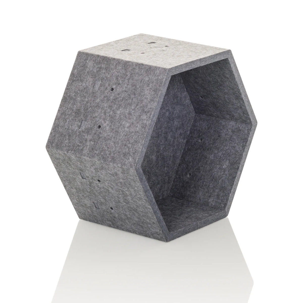 Grey hexagonal felt partition wall FLEXMIUT STORE S by hjh OFFICE – 360-degree view (front three-quarter view 45°)
