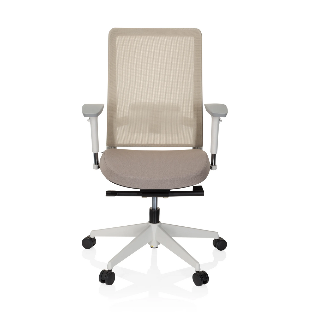 Beige Professional Office Chair PURE WHITE with mesh back and five-caster base by hjh OFFICE – 360-degree view (front view 0°)