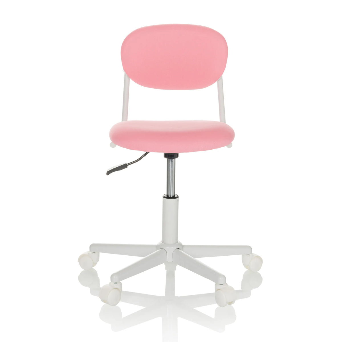 Pink Swivel Chair – Children KIDDY BASE I with five-star base and five castors by hjh OFFICE – 360-degree view (front view 0°)