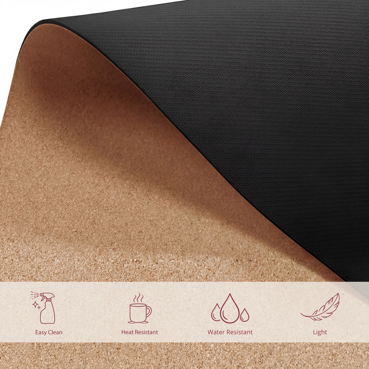 Two-tone material view of the Padflux Terra Desk Pad in brown with a black top surface by hjh OFFICE