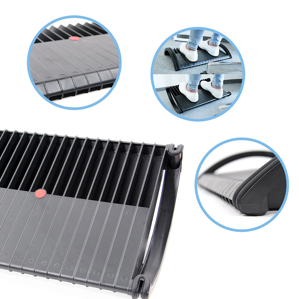Striped surface and handle of the Footrest PODI by hjh OFFICE