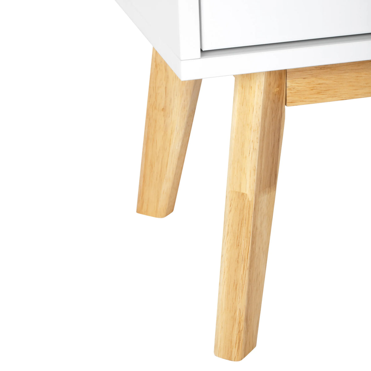 Light brown wooden legs of the TAROLO I Sideboard in white by hjh LIVING