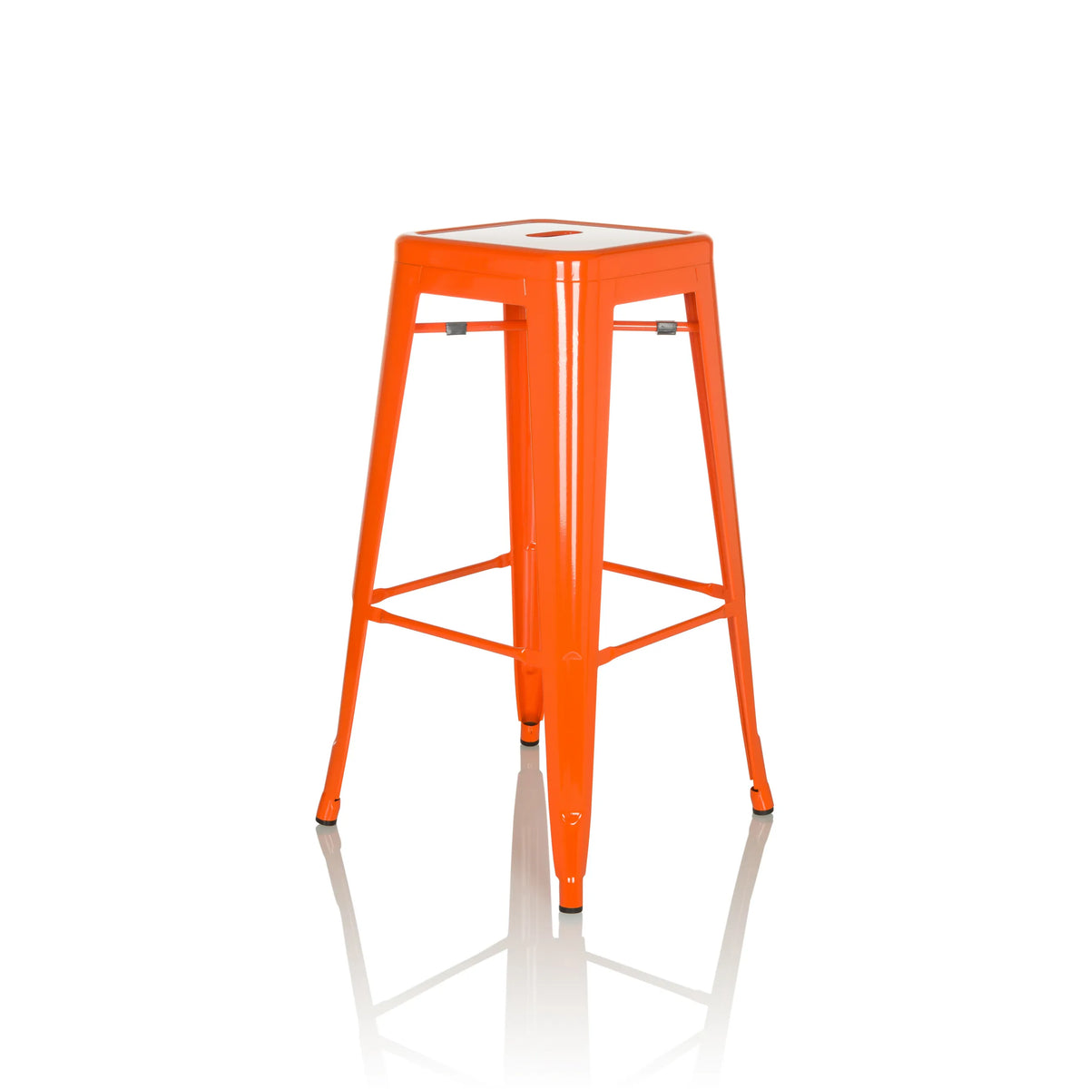 Orange Bar stool VANTAGGIO HIGH with four legs and integrated footrests by hjh OFFICE – 360-degree view (front three-quarter view 45°)