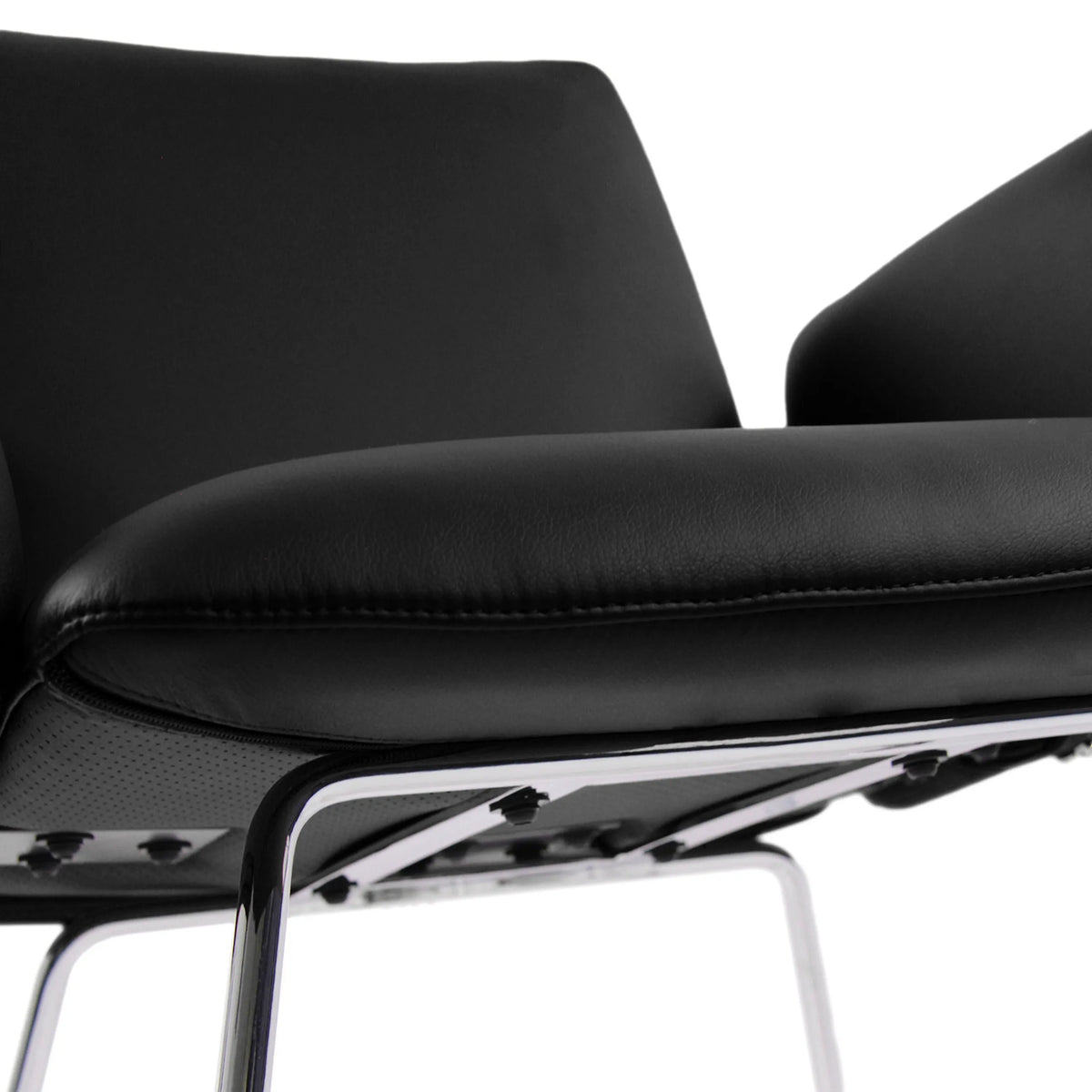 Seat and chrome base of the upholstered chair DESIGNIA V in black by hjh OFFICE