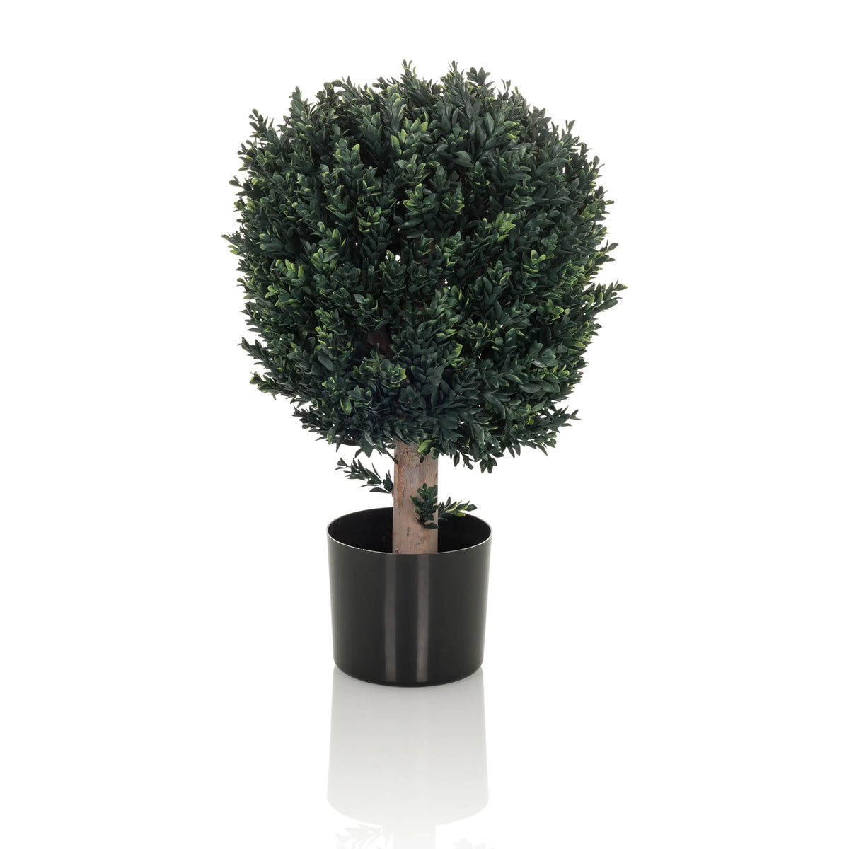 Green Artificial plant BUXUS in the form of a spherical tree with a black pot by hjh OFFICE – 360-degree view (front view 0°)